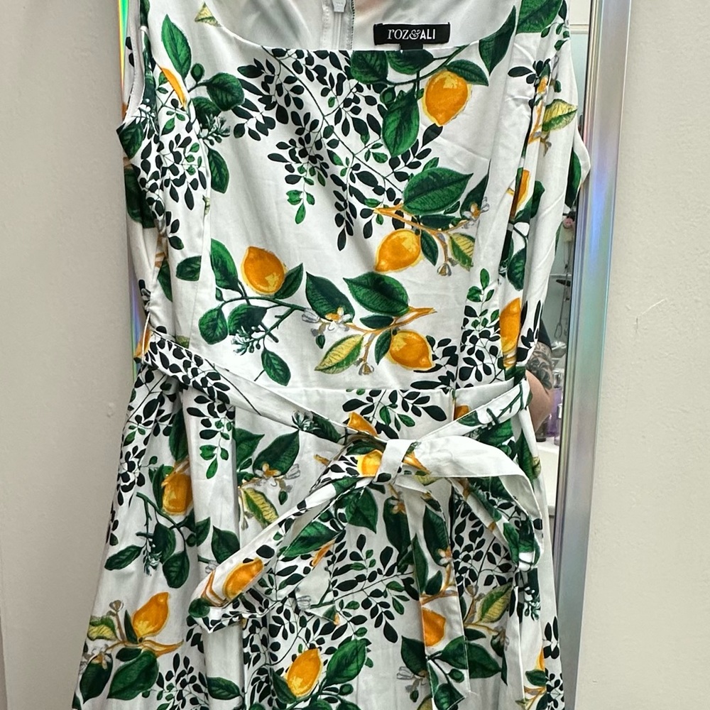 NWOT Roz & Ali Petite Lemon Sun Dress